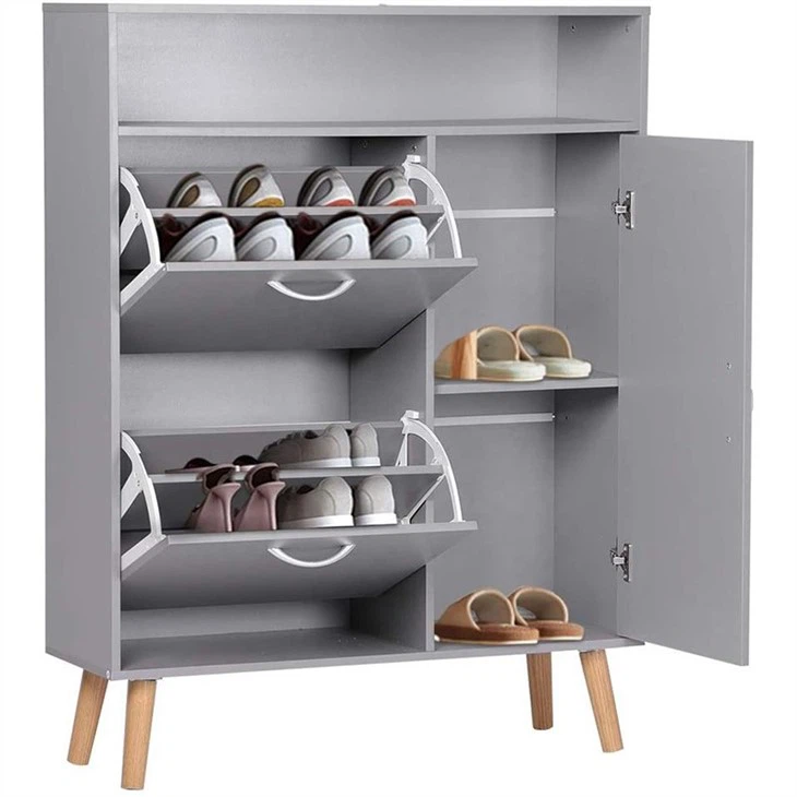 small grey shoe cabinet