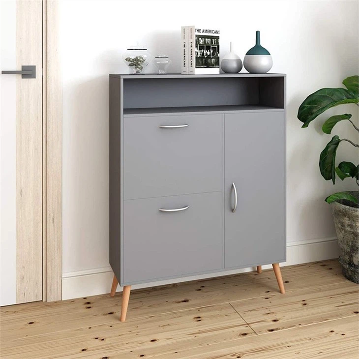grey wood shoe cabinet
